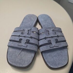 Tory Burch Denim Ines Cage Slide Sandals